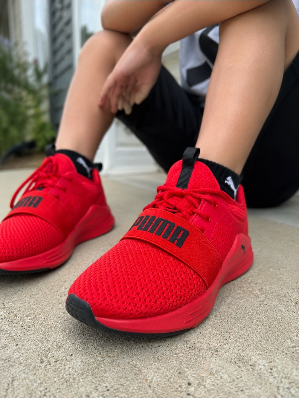 Puma Wired Run AC Kids Red Athletic Sneakers Shoes Size 4